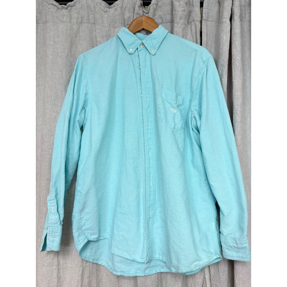 Chaps Womens Turquoise Blue 100% Cotton Long Sleeve Button Down Shirt Size L